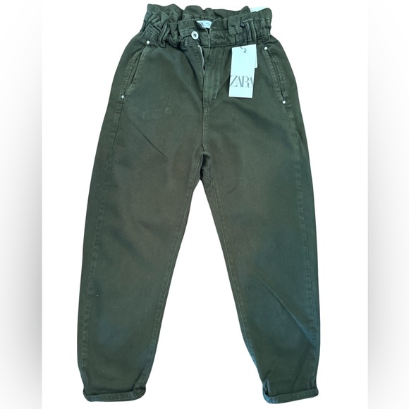 ZARA HIGH RISE - BAGGY PAPERBAG - TAPERED LEG - ANKLE-GRAZER - RIGID - Picture 2 of 11